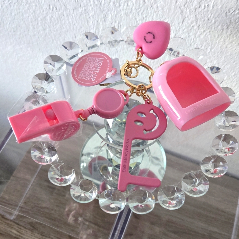 Pink Gingham Light-Up Multi-Tool Pocketbac Keychain • Bath & Body • NEW